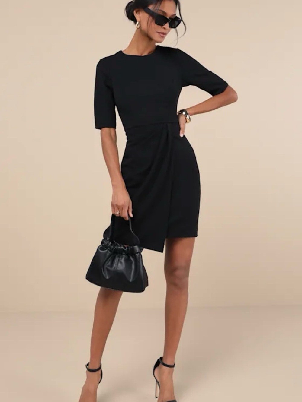 Lulus Westwood Black Half Sleeve Sheath Dress - Picture 2 of 8